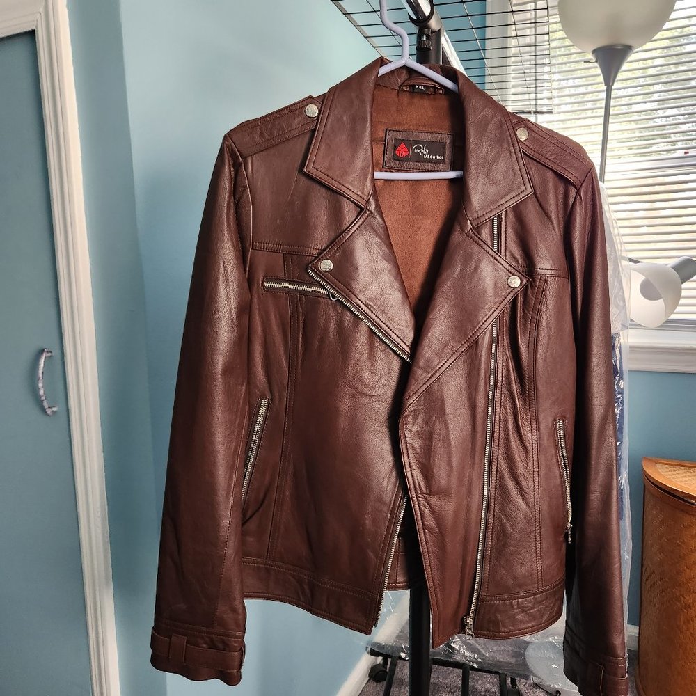 Leather Moto Jacket - Women's  - Dark Brown